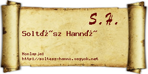 Soltész Hannó névjegykártya